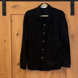 CJLA Black Suede Button-Up Shirt